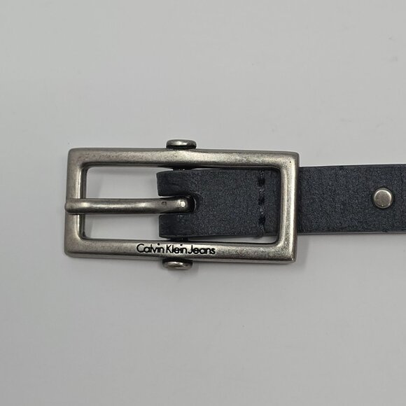 Calvin Klein Jeans Gray Studded Belt Silver Buckle Women’s Waist Hip 36-40 - Picture 12 of 13